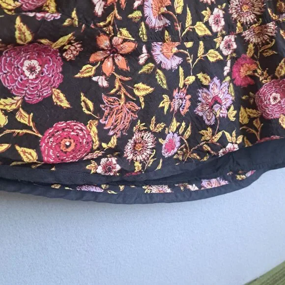 Free People Oh Baby Babydoll Dress XS Black Floral Cotton Sleeveless Summer Boho - Picture 8 of 10